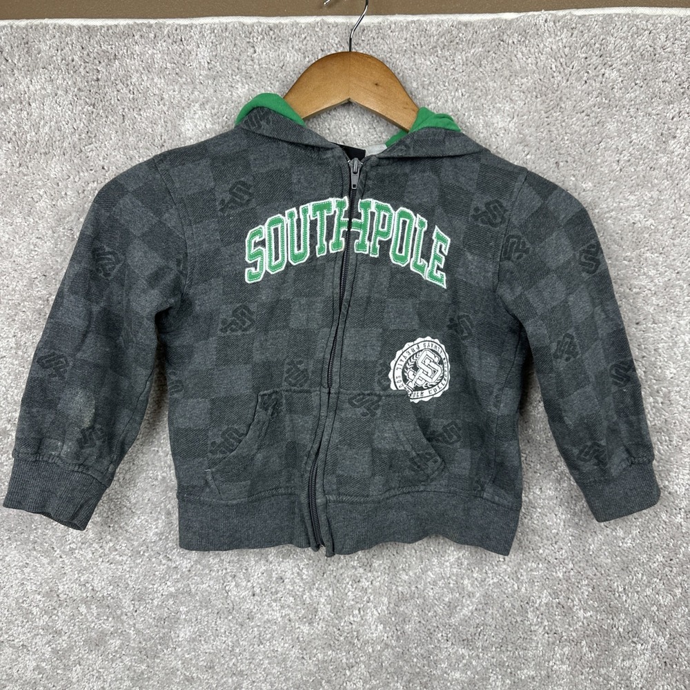 Southpole Y2K Gray Green Full Zip Up Hoodie Youth Size 5T Boys
